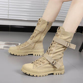 Mid Heel Boots For Woman Fashion Platform Lace Up-BS01007-Veeddydropshipping